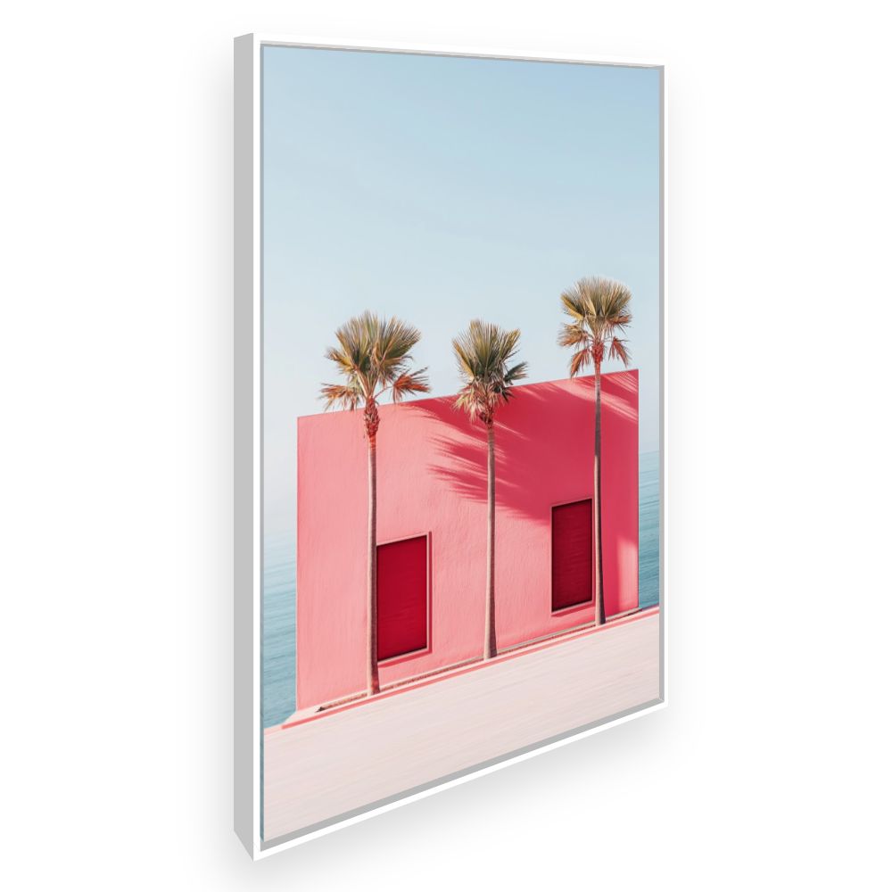 Toile Palmier et mur – toile cadre blanc (slide 2)