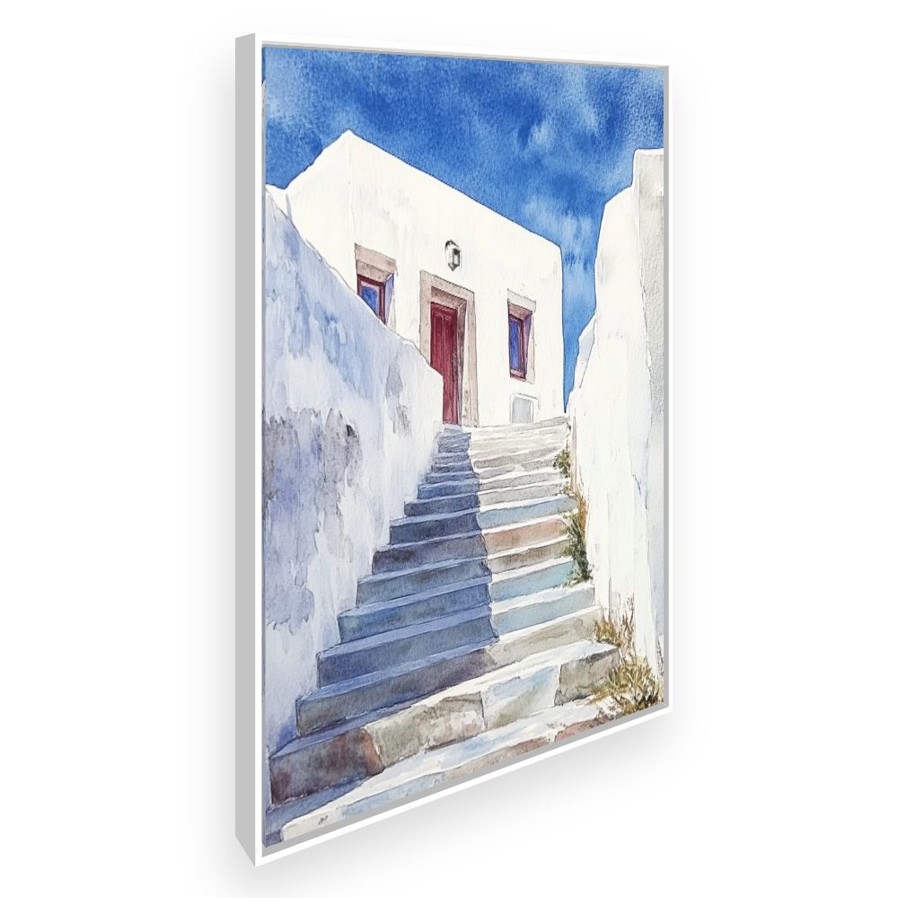 Toile Escalier ensoleillé – toile cadre blanc (slide 2)