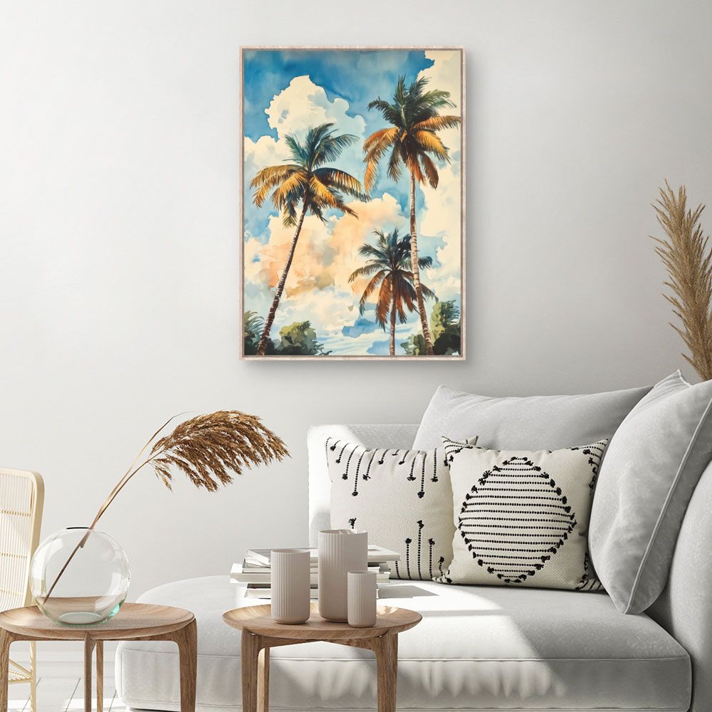 Toile Palmiers tropicaux – toile cadre naturel (slide 1, 60×90)
