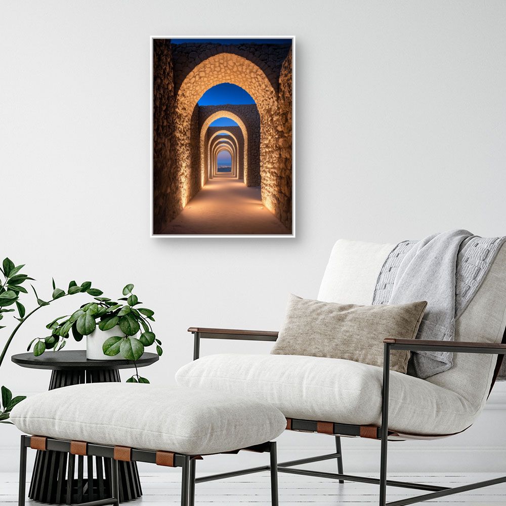 Toile "Arches mystiques illuminées"