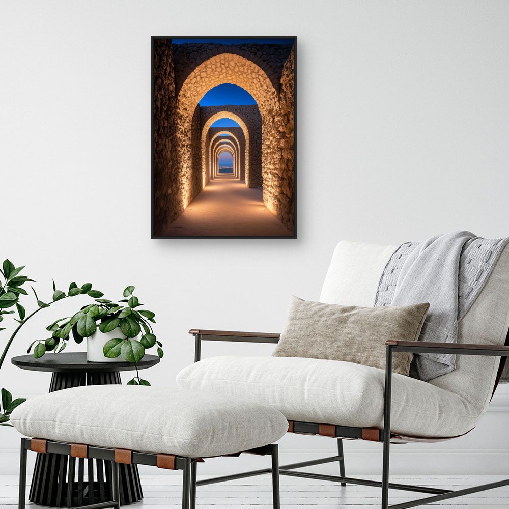 Toile "Arches mystiques illuminées"