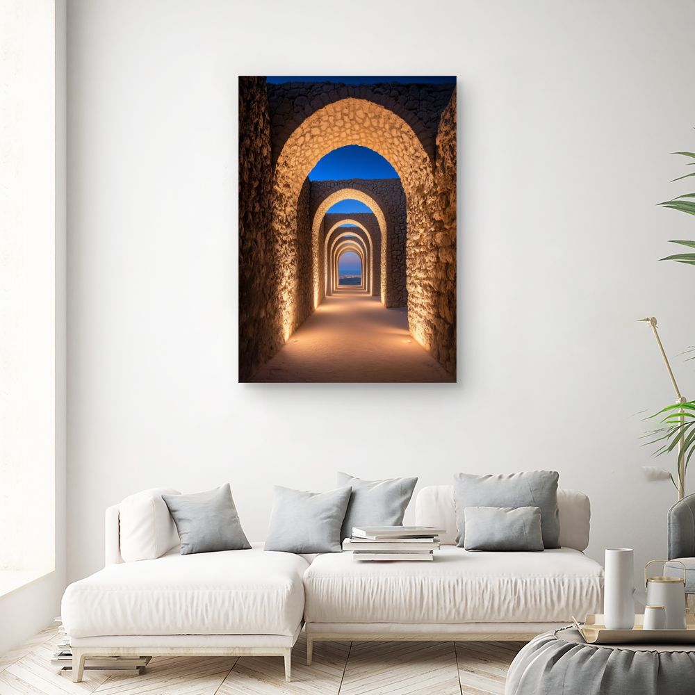 Toile "Arches mystiques illuminées"