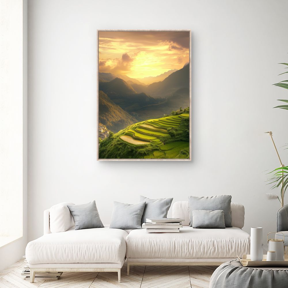 Toile "Paysage montagneux éclatant"
