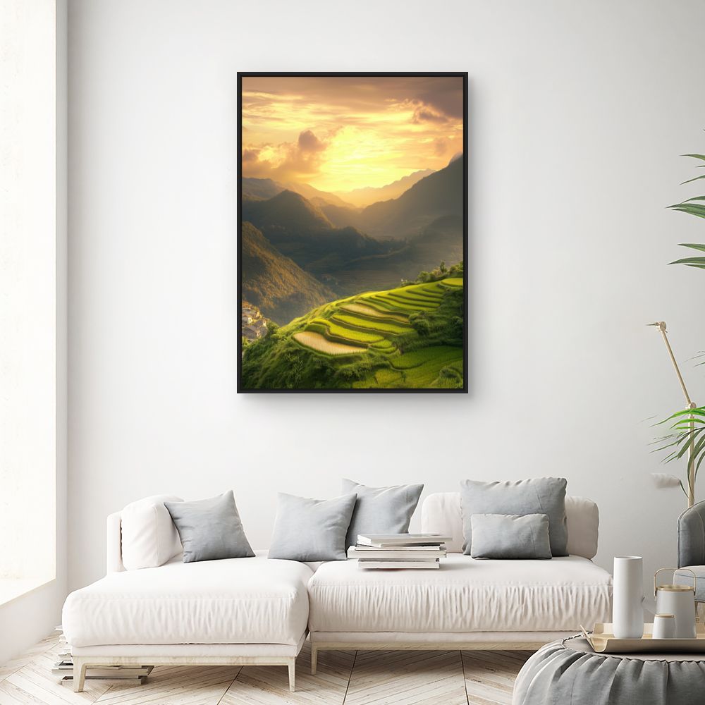 Toile "Paysage montagneux éclatant"