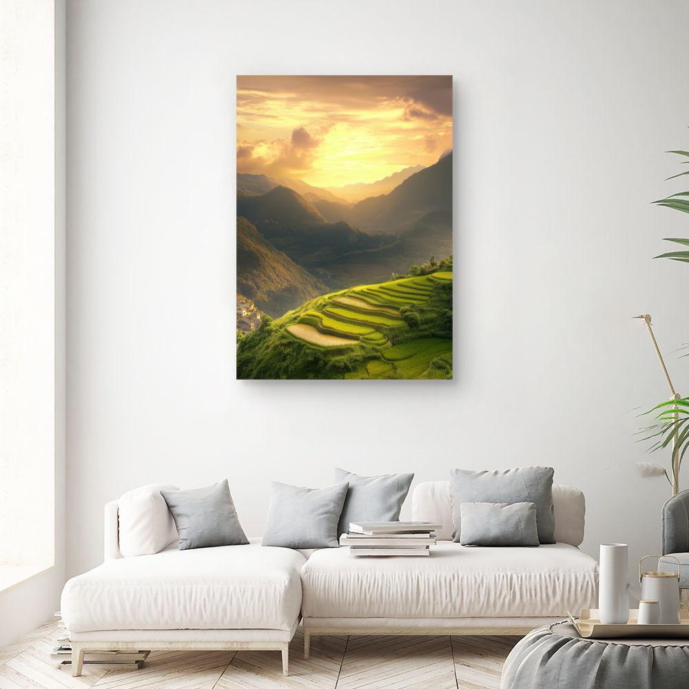 Toile "Paysage montagneux éclatant"