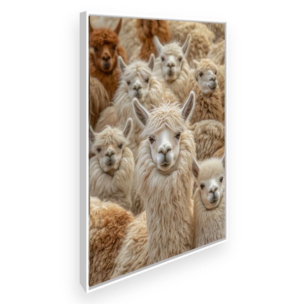Toile Lamas adorables – toile cadre blanc (slide 2)