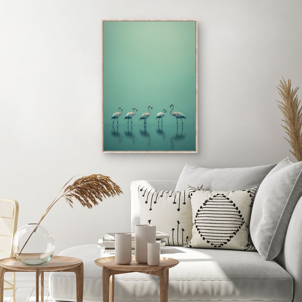 Toile Flamants élégants – toile cadre naturel (slide 1, 60×90)
