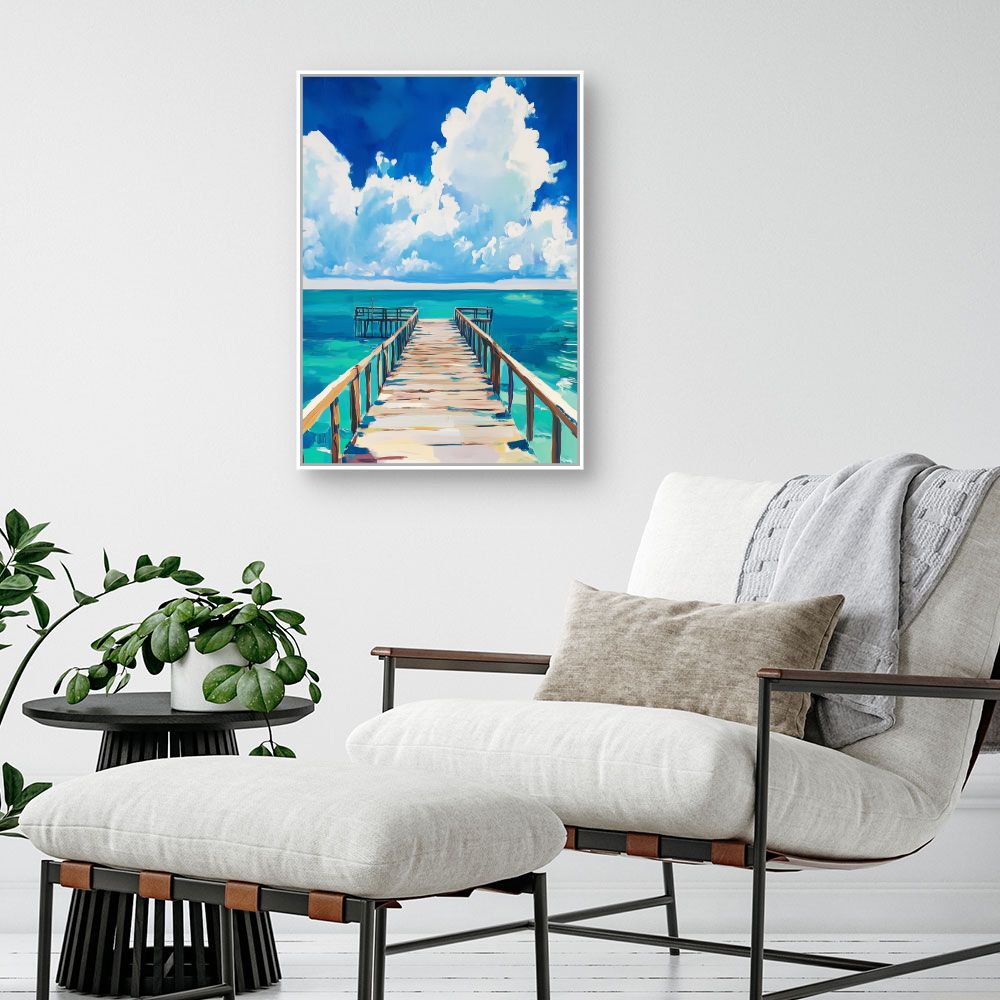 Toile "Ponton sur mer"