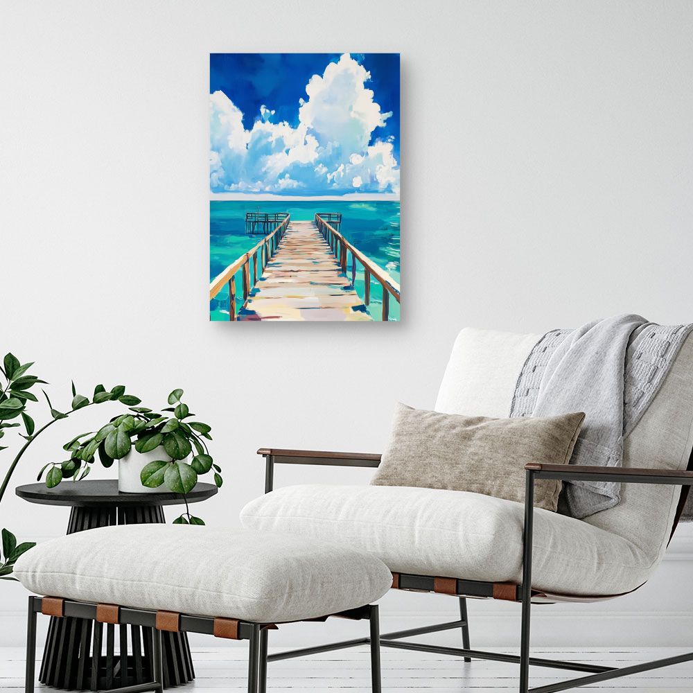 Toile "Ponton sur mer"