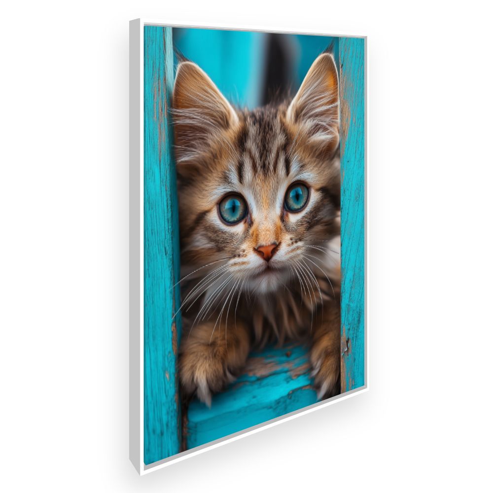 Toile Regard captivant félin – toile cadre blanc (slide 2)