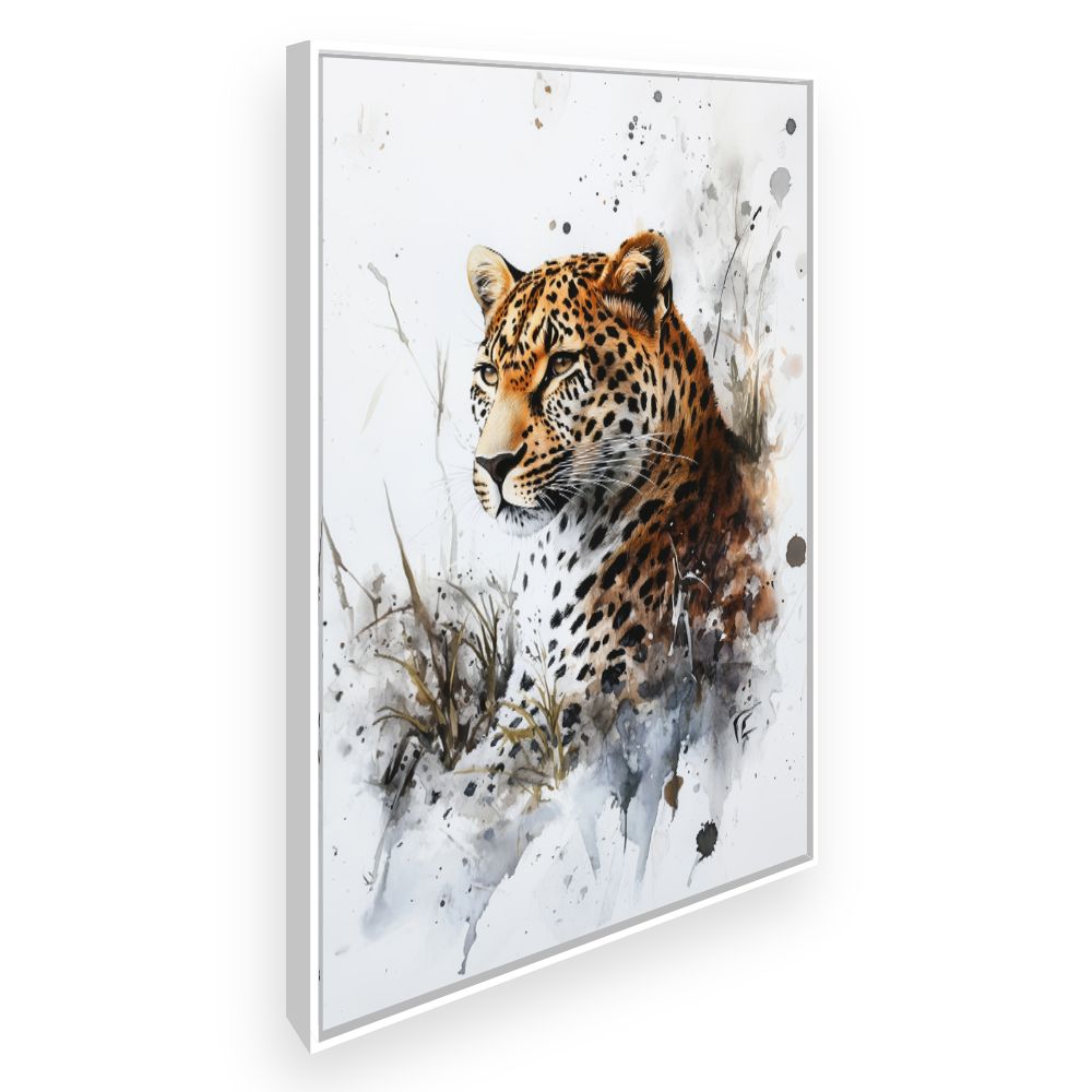 Toile Majestueux léopard – toile cadre blanc (slide 2)