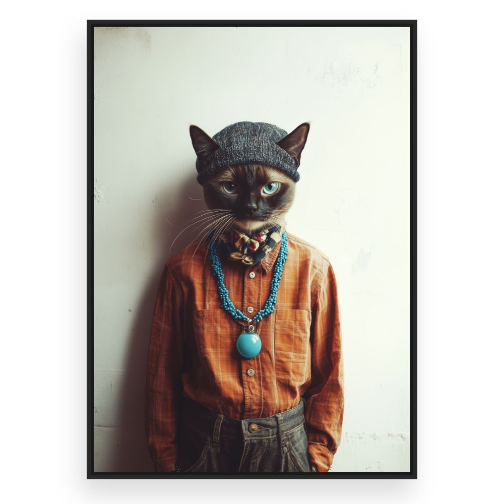 Toile Chat élégant stylé – toile cadre noir (slide 3)