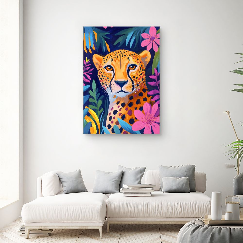 Toile "Portrait félin vibrant"