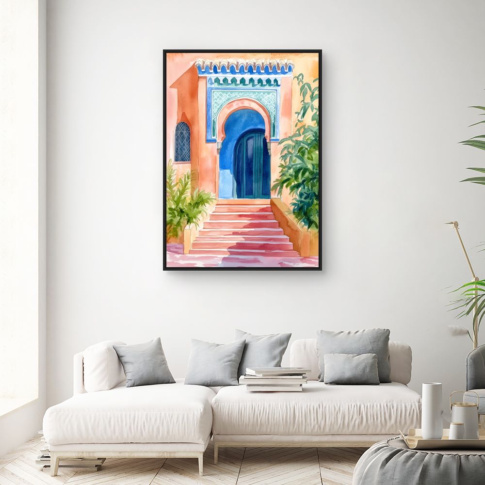 Toile "Porte marocaine vibrante"