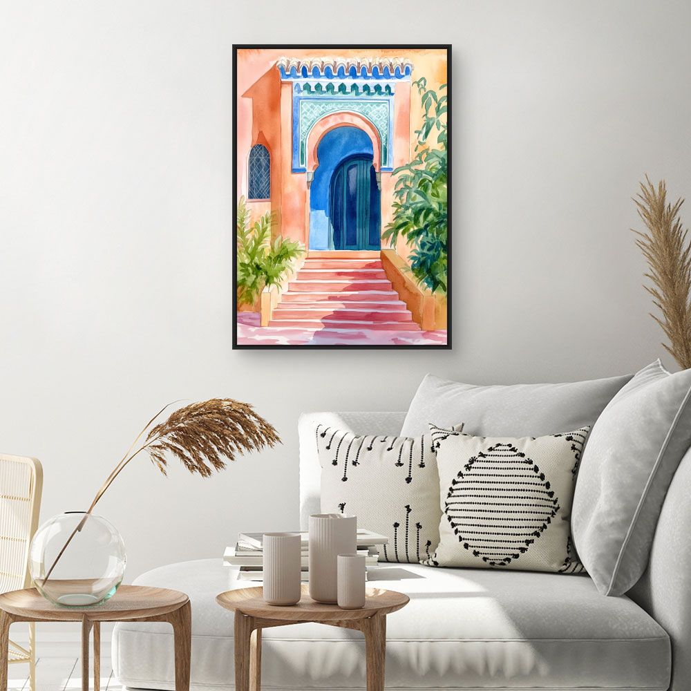 Toile "Porte marocaine vibrante"