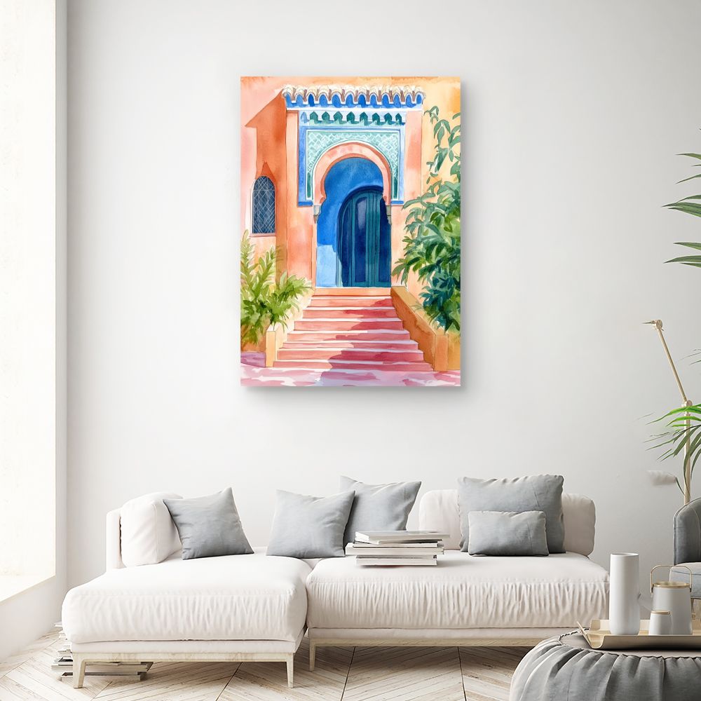 Toile "Porte marocaine vibrante"
