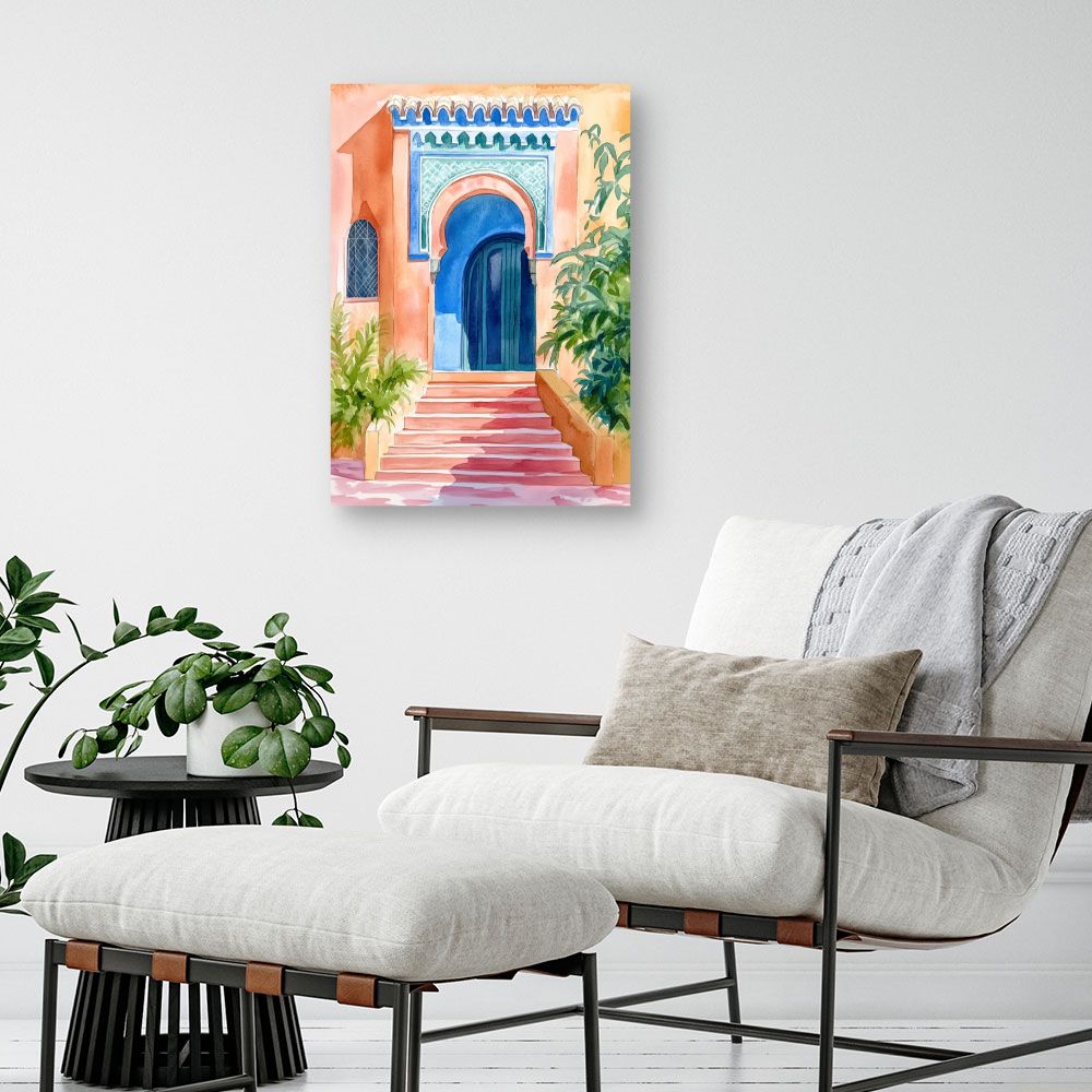 Toile "Porte marocaine vibrante"