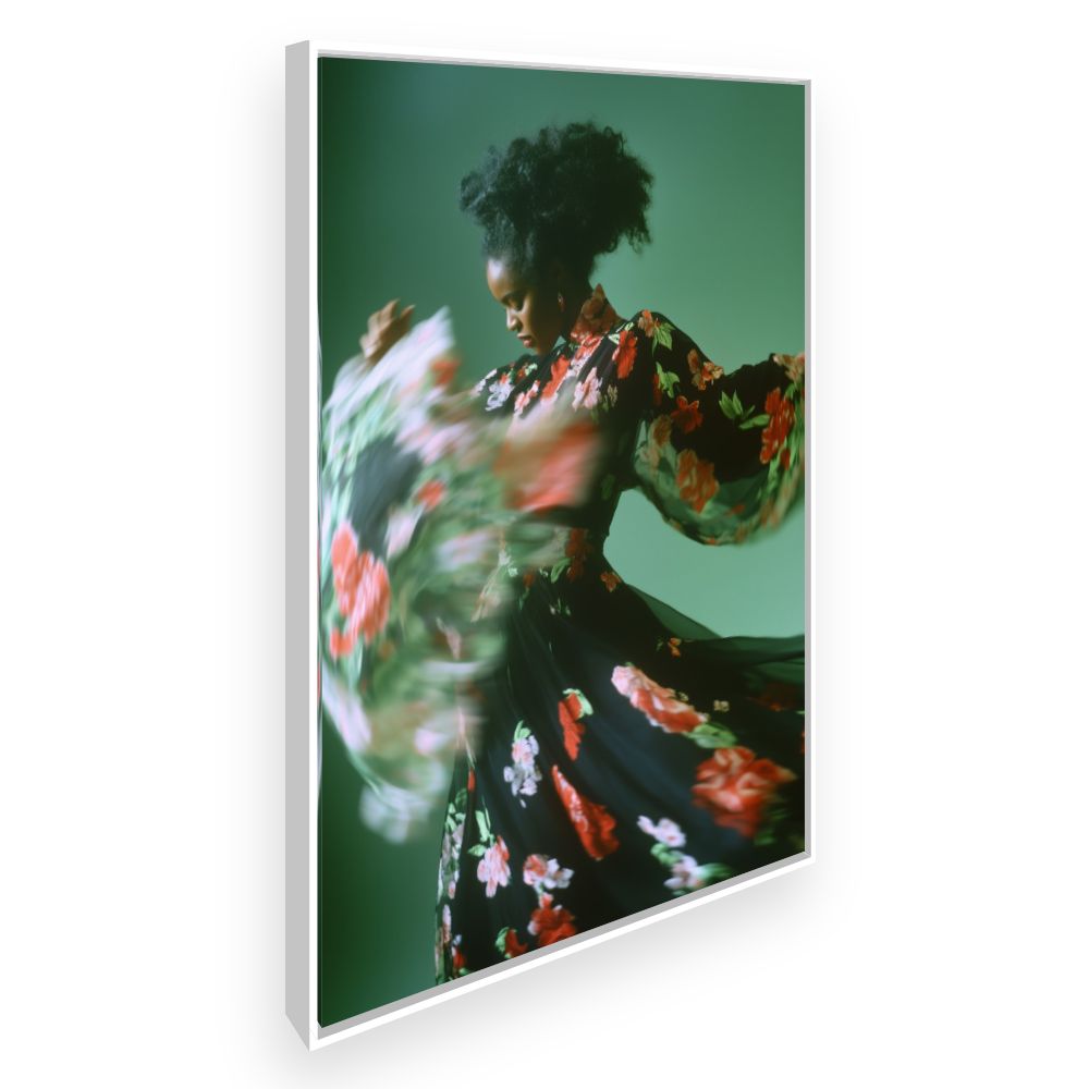 Toile Danse florale dynamique – toile cadre blanc (slide 2)