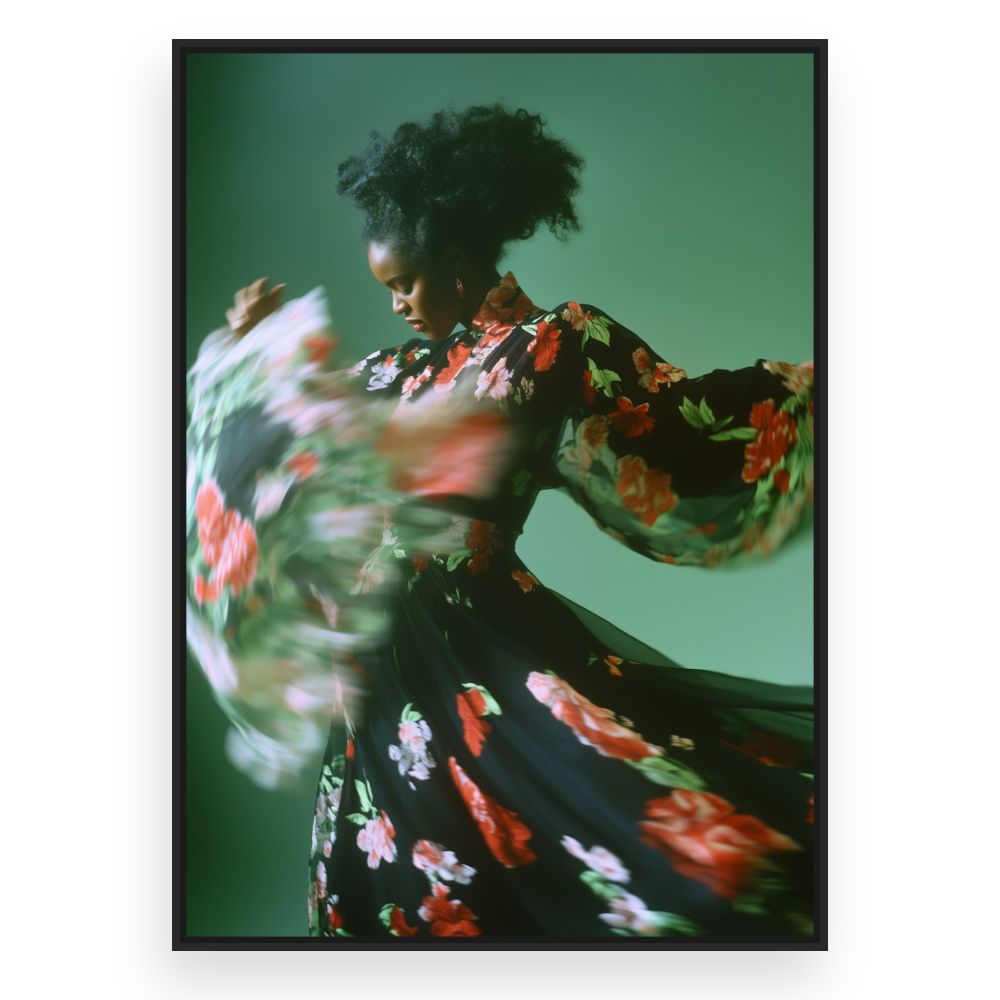 Toile Danse florale dynamique – toile cadre noir (slide 3)