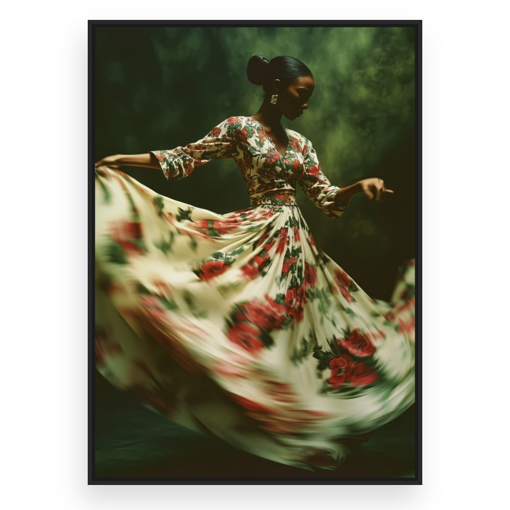 Toile Danse florale élégante – toile cadre noir (slide 3)