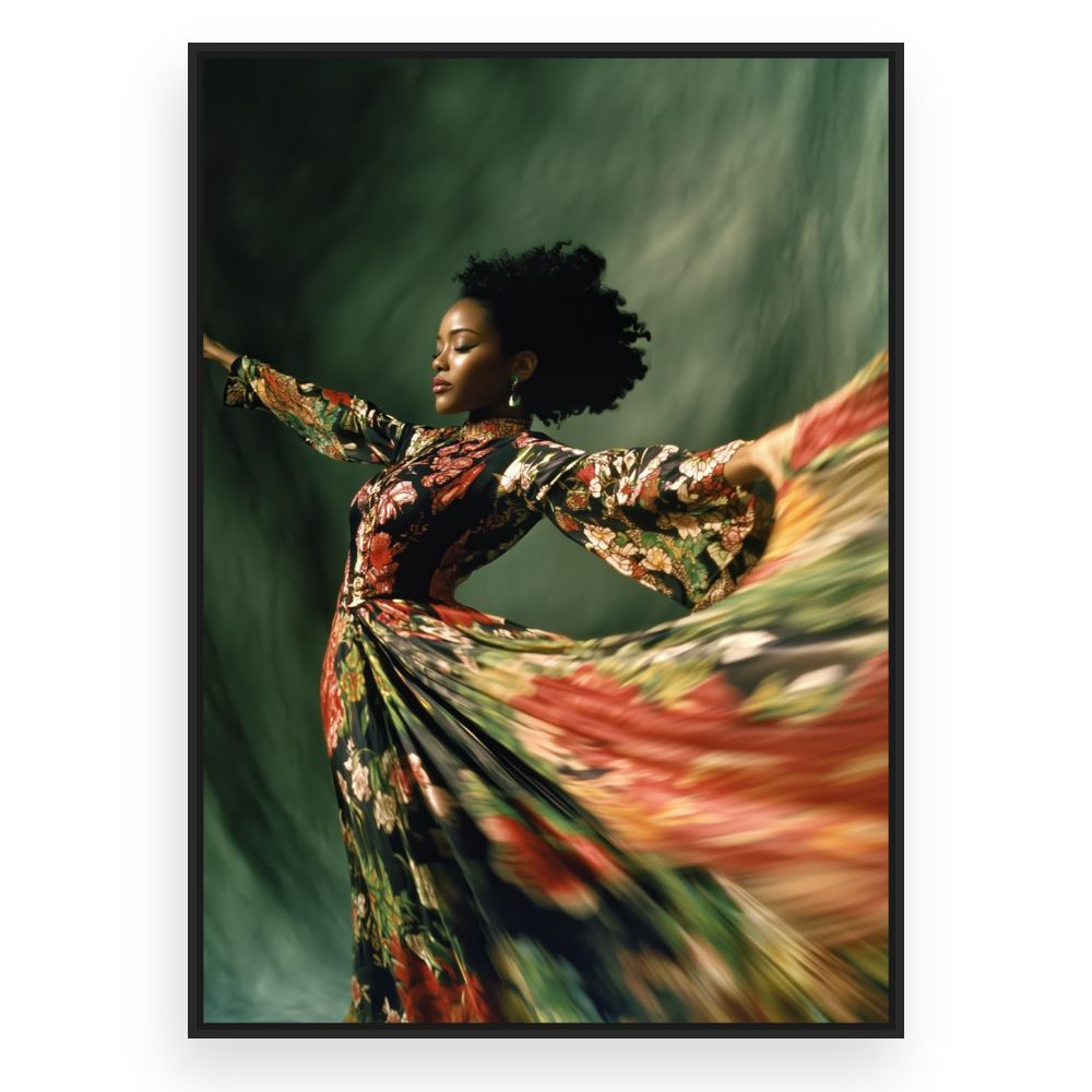 Toile Danse florale élégante – toile cadre noir (slide 3)
