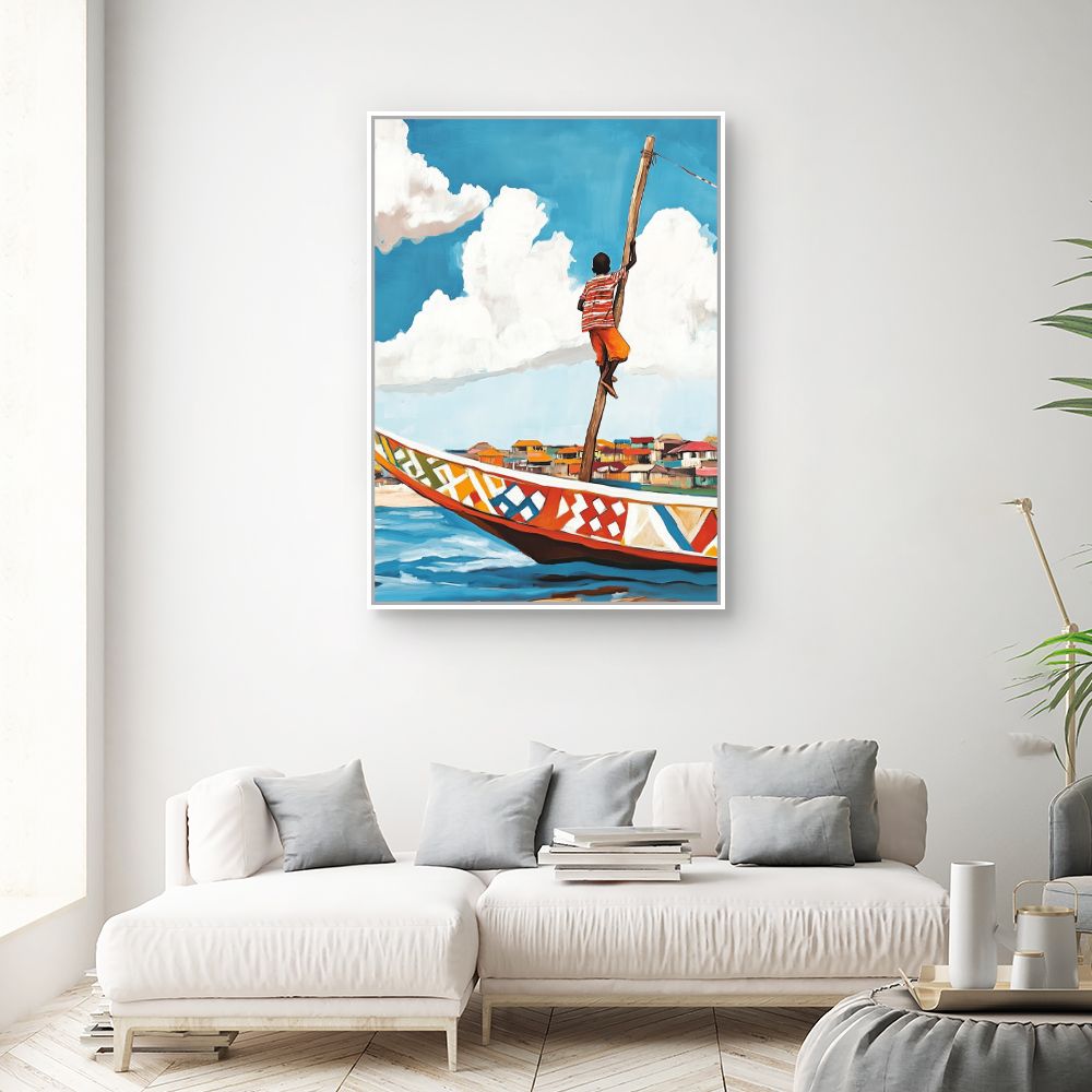 Toile "Enfant sur bateau"