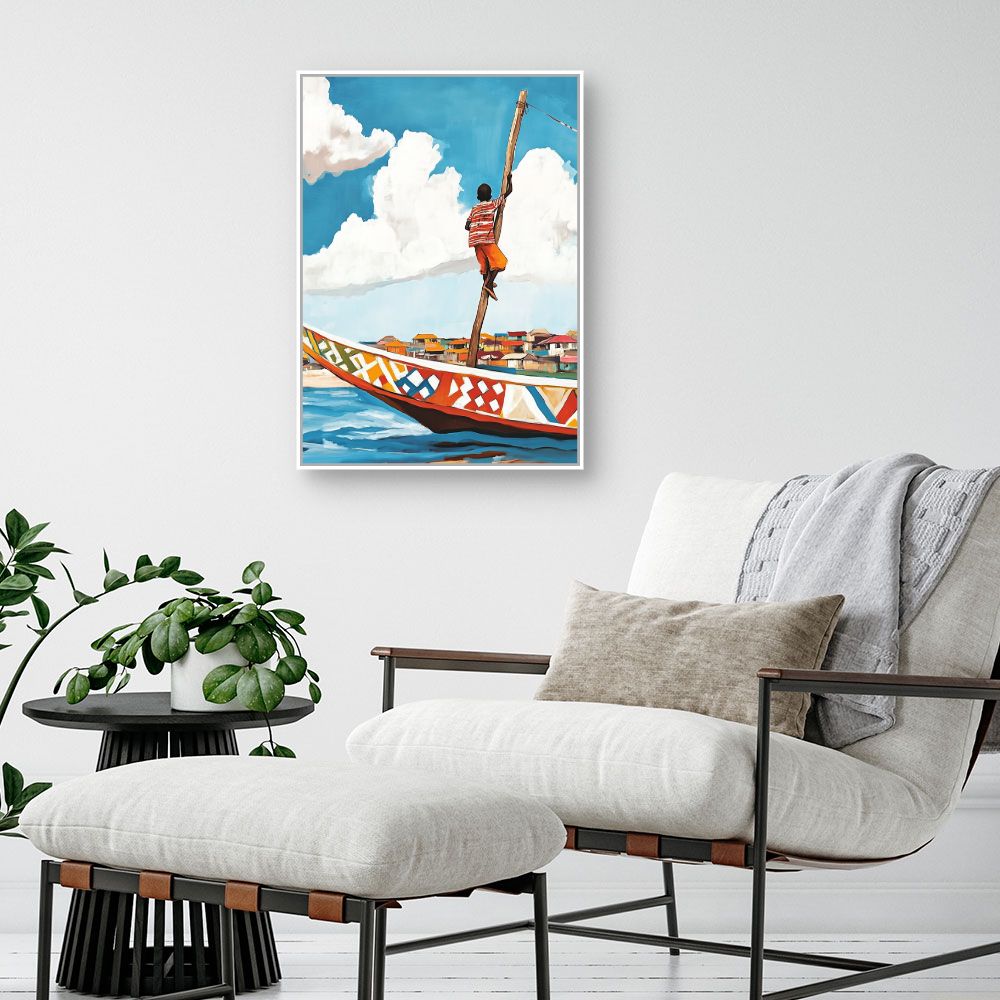 Toile "Enfant sur bateau"