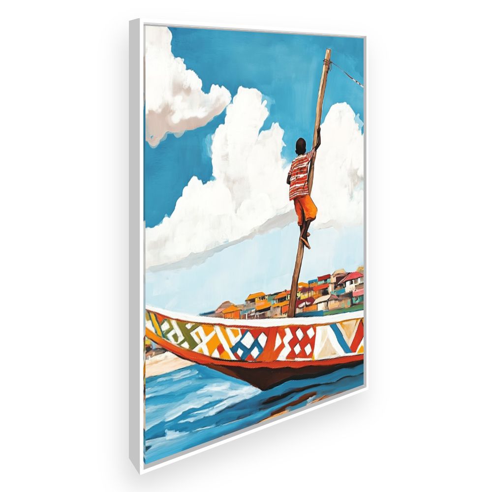 Toile Enfant sur bateau – toile cadre blanc (slide 2)