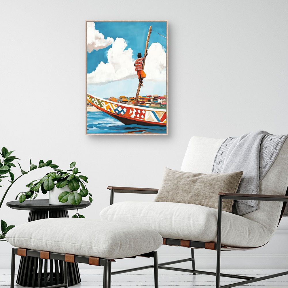 Toile "Enfant sur bateau"