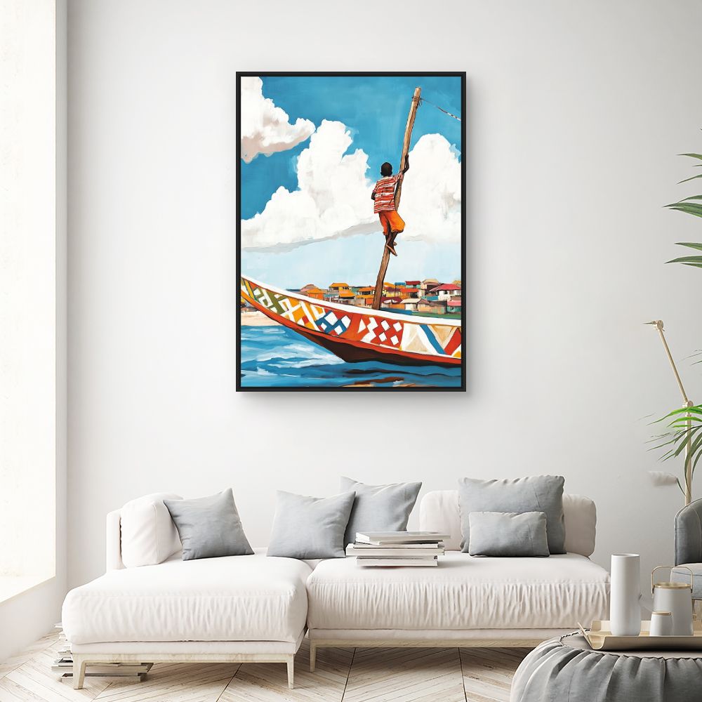 Toile "Enfant sur bateau"