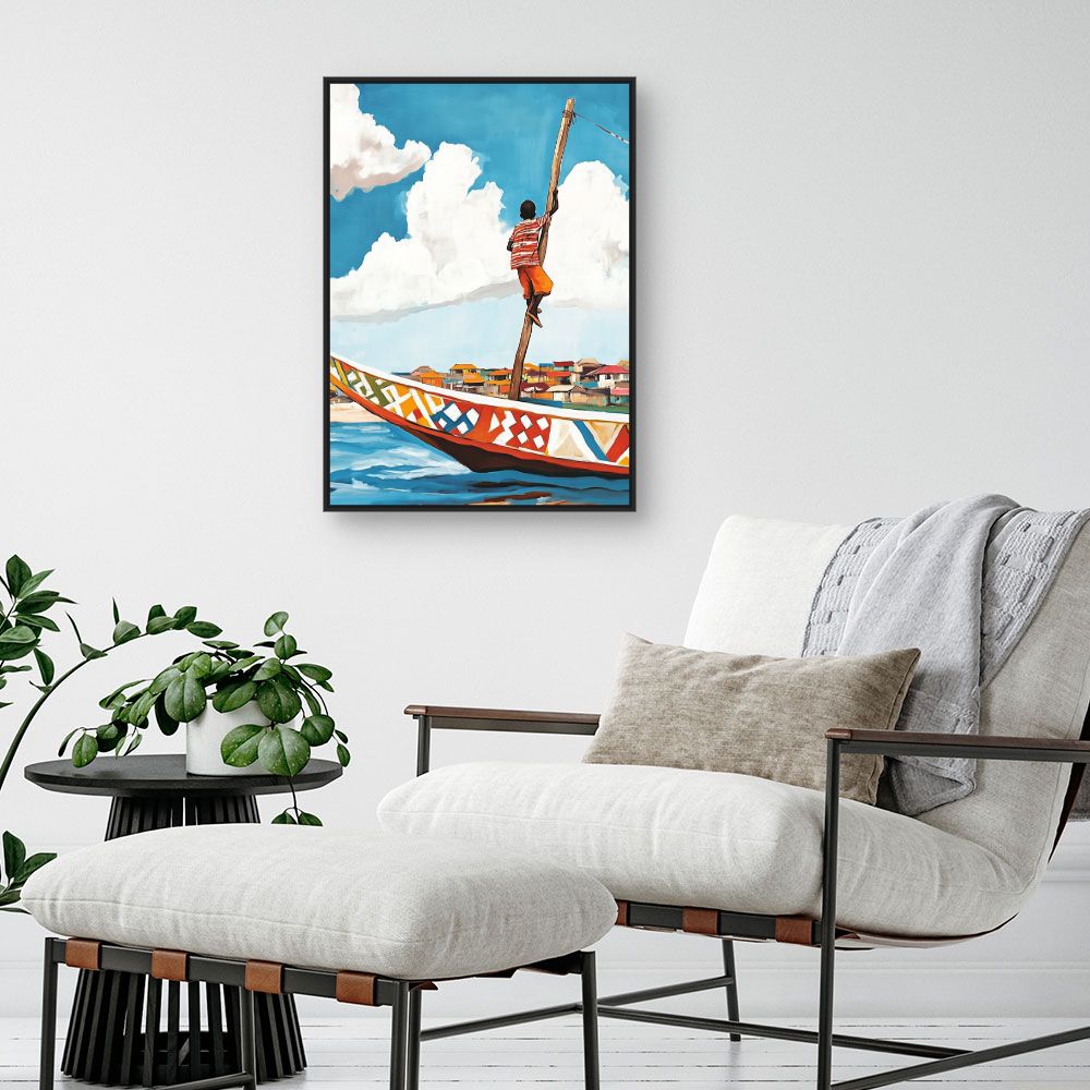 Toile "Enfant sur bateau"