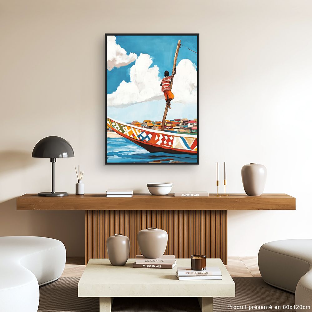 Toile "Enfant sur bateau"