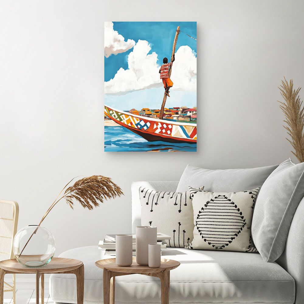 Toile "Enfant sur bateau"