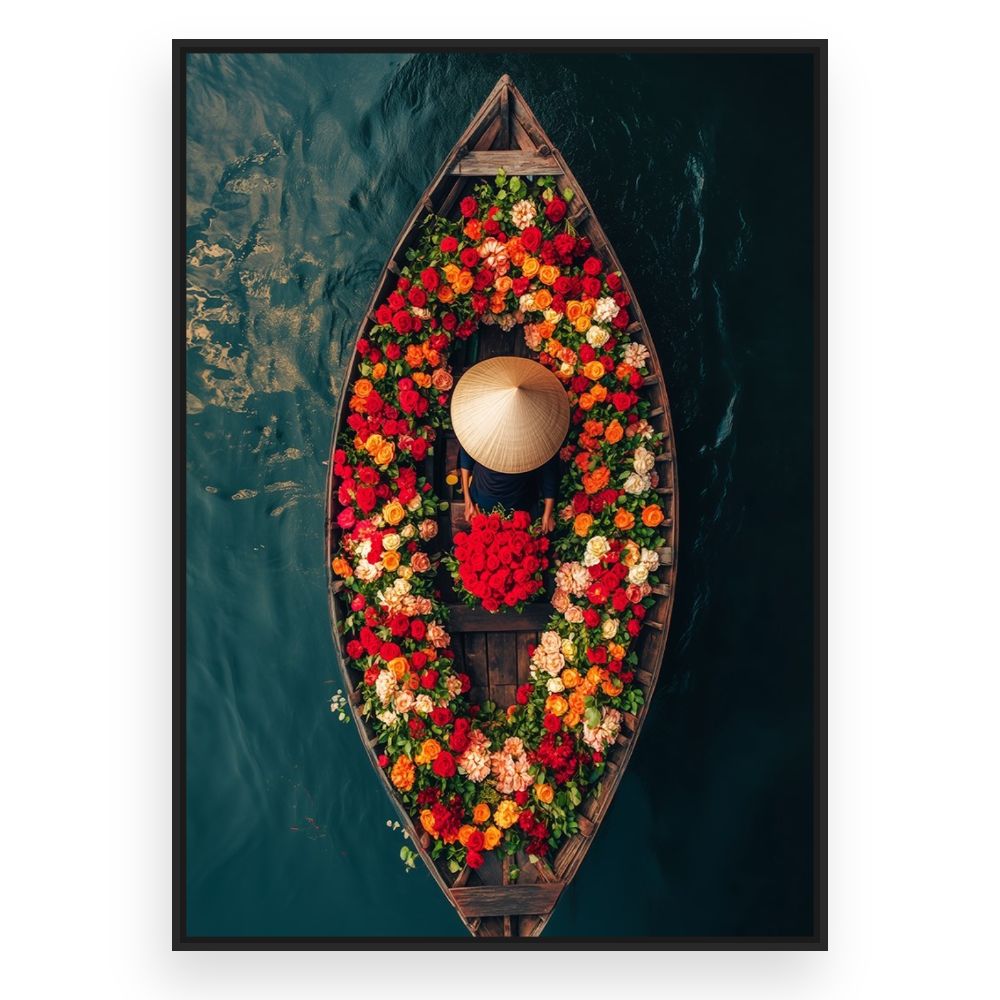 Toile Barque fleurie – toile cadre noir (slide 3)