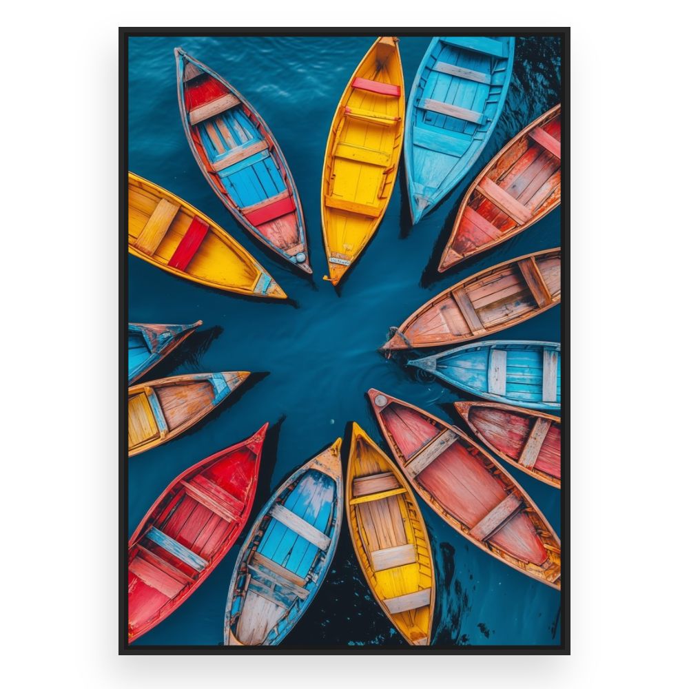 Toile Barques colorées – toile cadre noir (slide 3)
