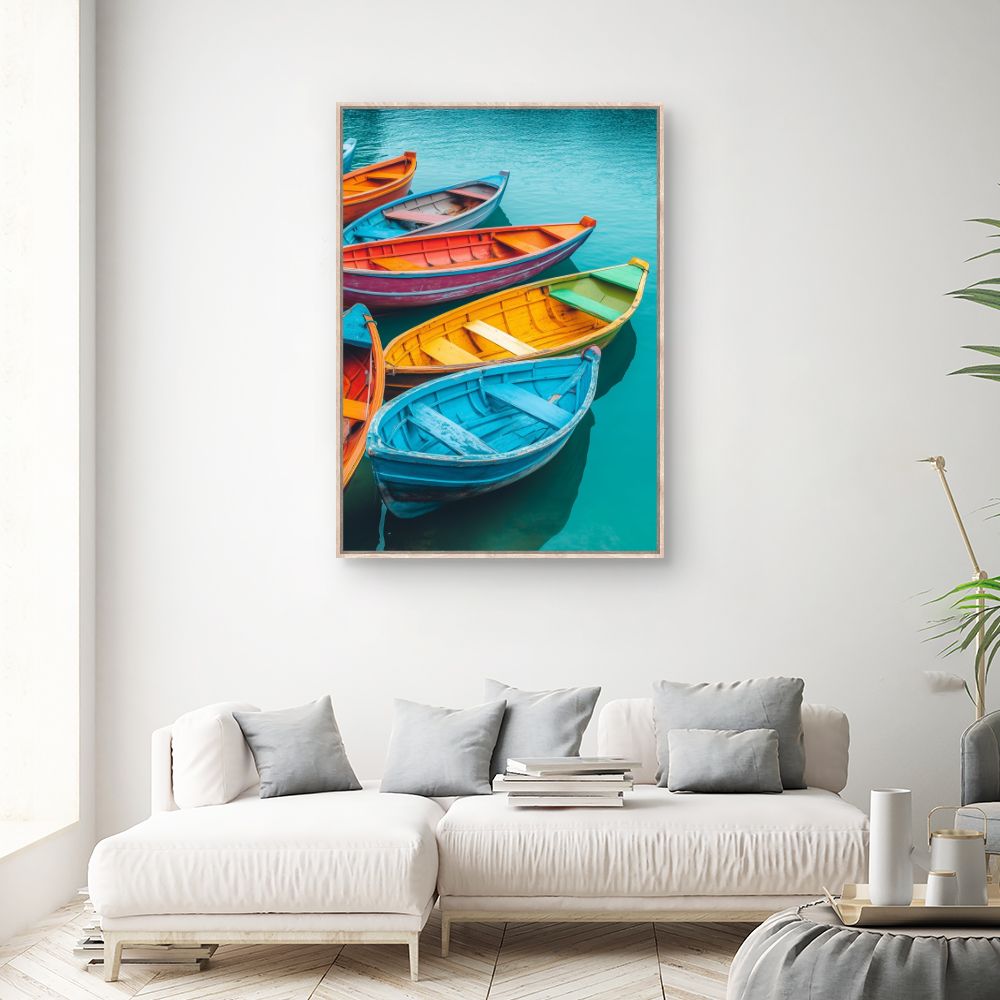 Toile "Barques colorées"