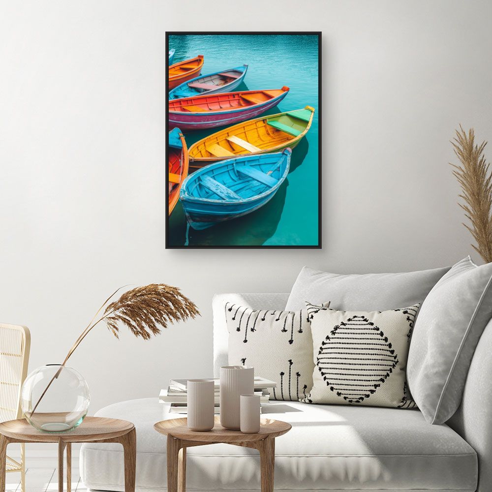 Toile "Barques colorées"