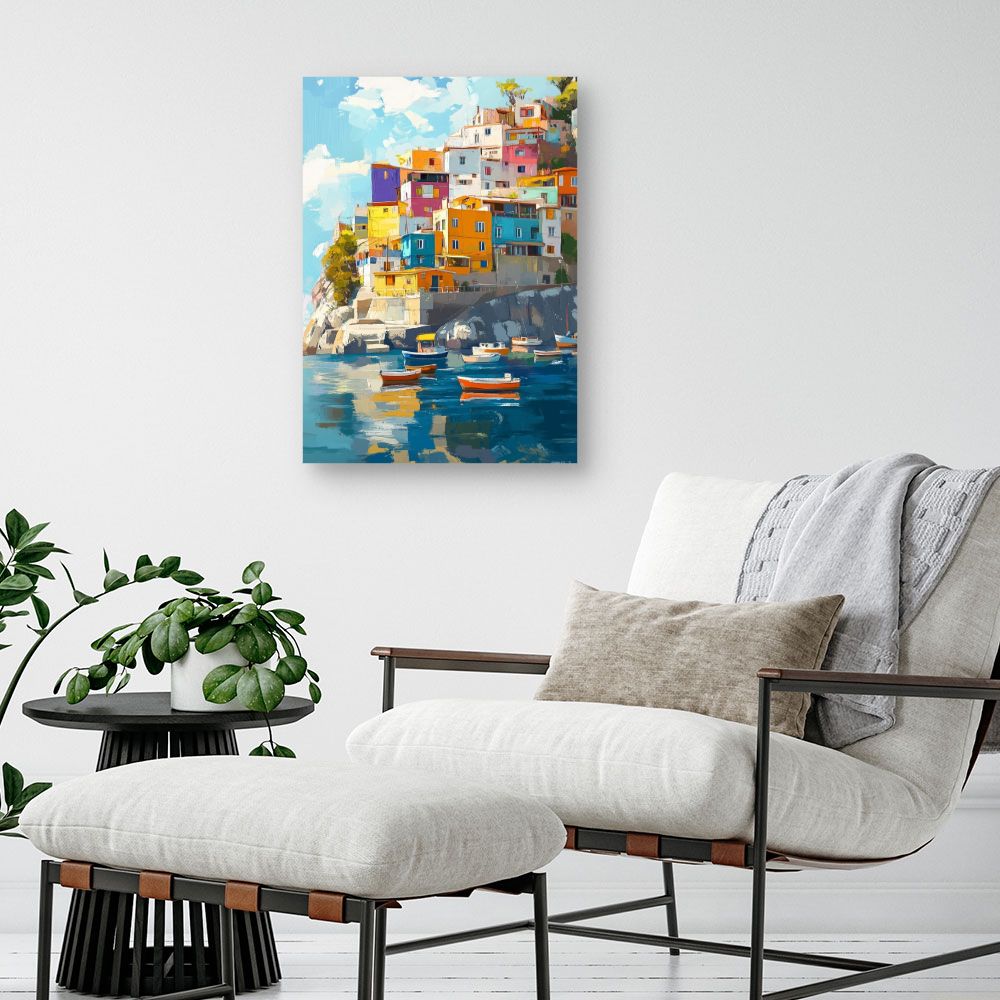 Toile "Maisons côtières colorées"