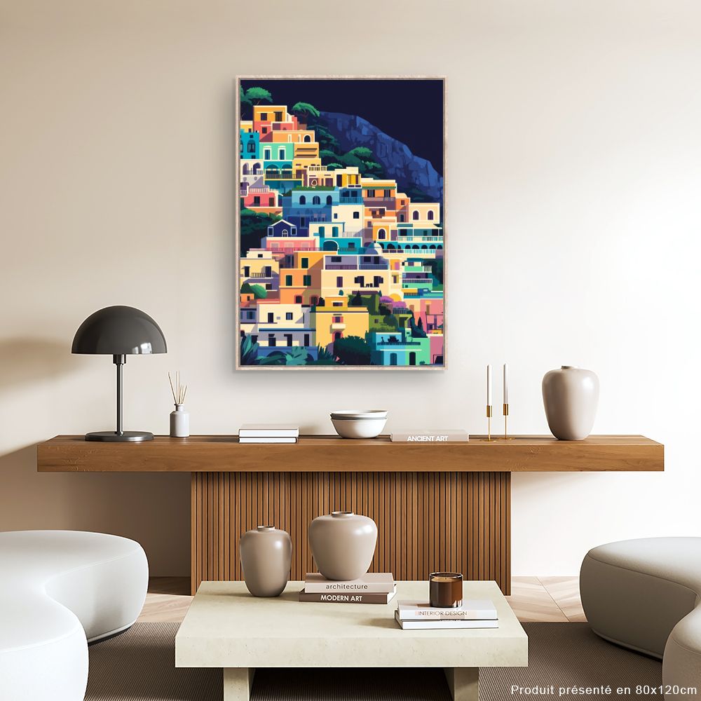 Toile "Maisons colorées en terrasses"