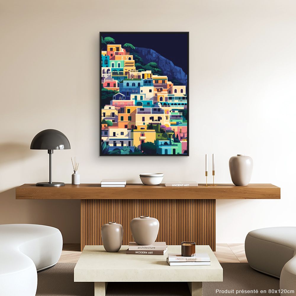 Toile "Maisons colorées en terrasses"