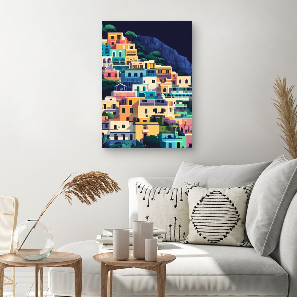 Toile "Maisons colorées en terrasses"