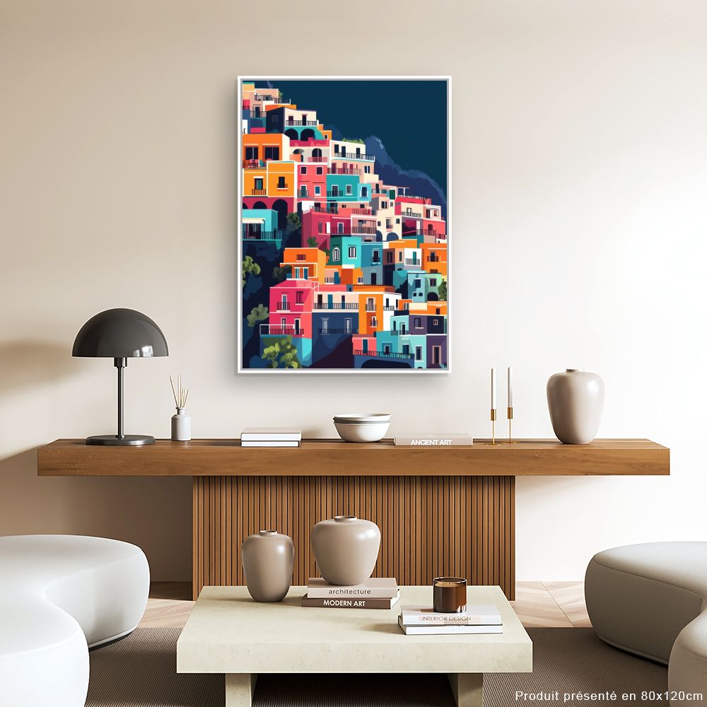 Toile "Maisons colorées vibrantes"