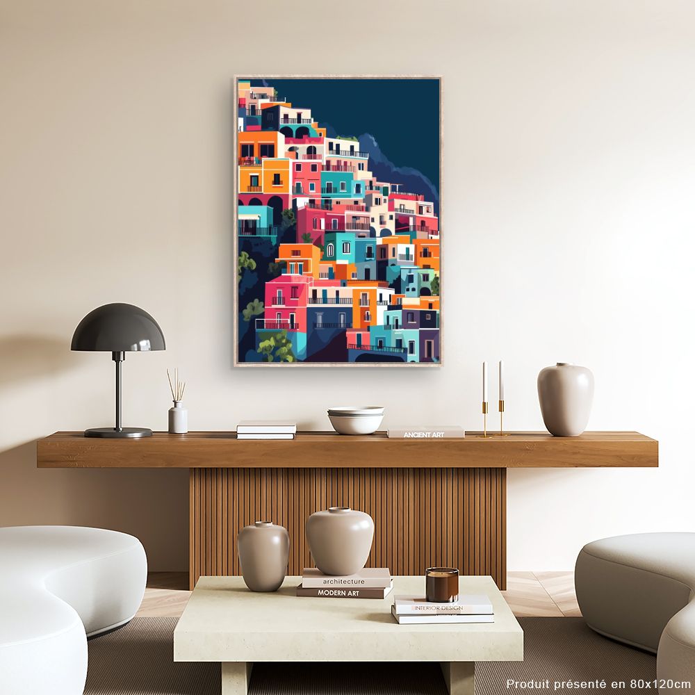 Toile "Maisons colorées vibrantes"