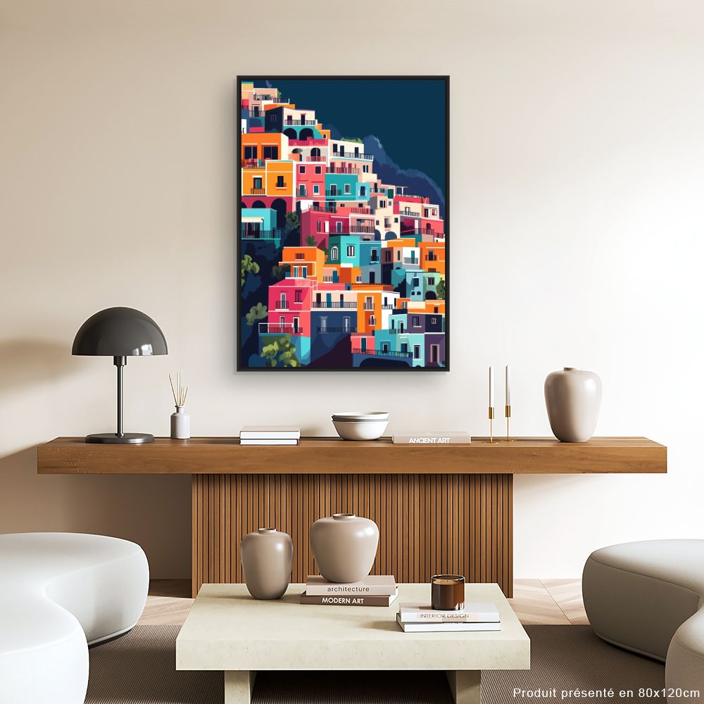Toile "Maisons colorées vibrantes"