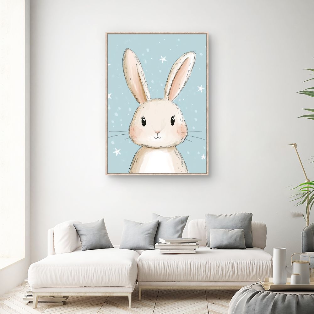 Tableau imprimé pour enfants 'Lapin doux'