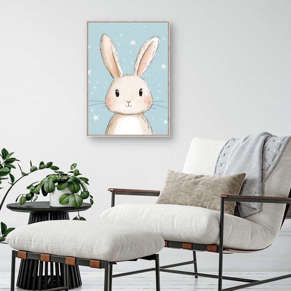 Tableau imprimé pour enfants 'Lapin doux'