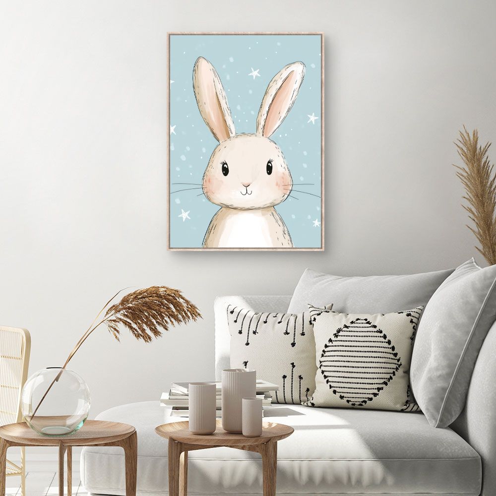 Tableau imprimé pour enfants 'Lapin doux'