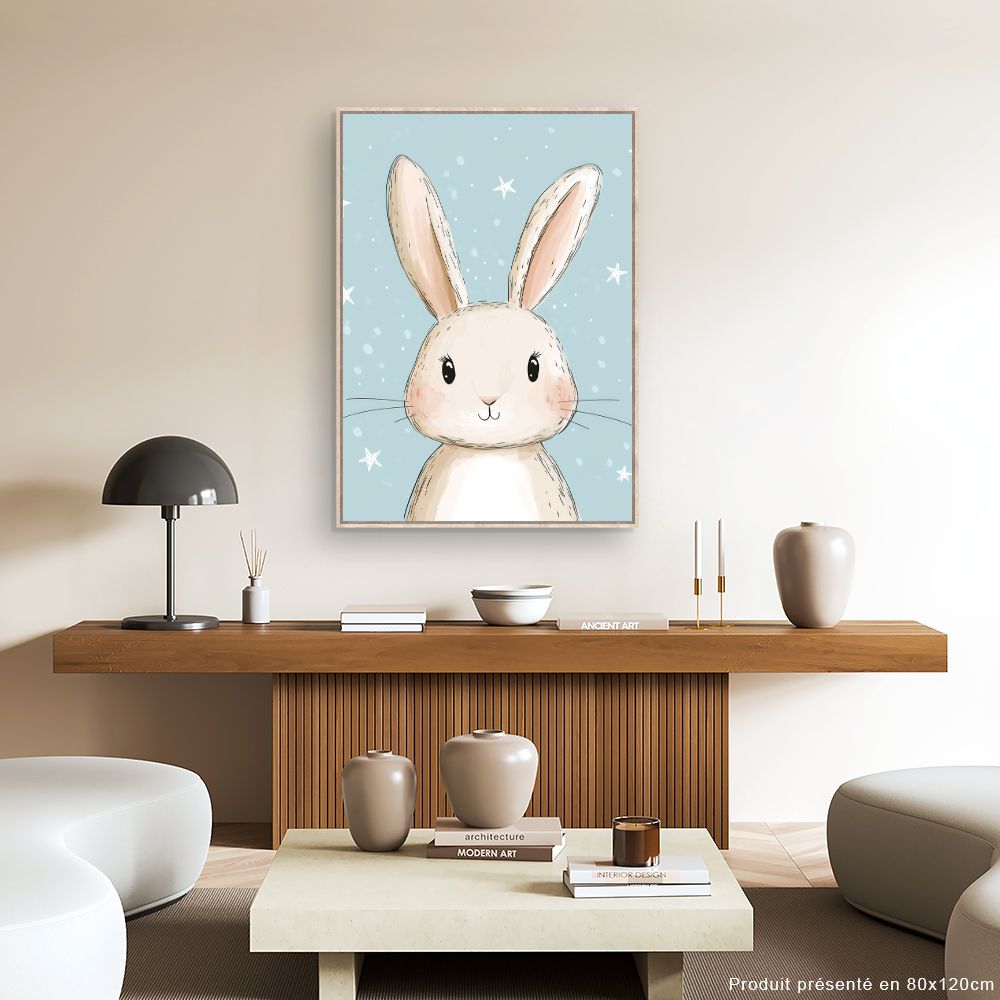 Tableau imprimé pour enfants 'Lapin doux'