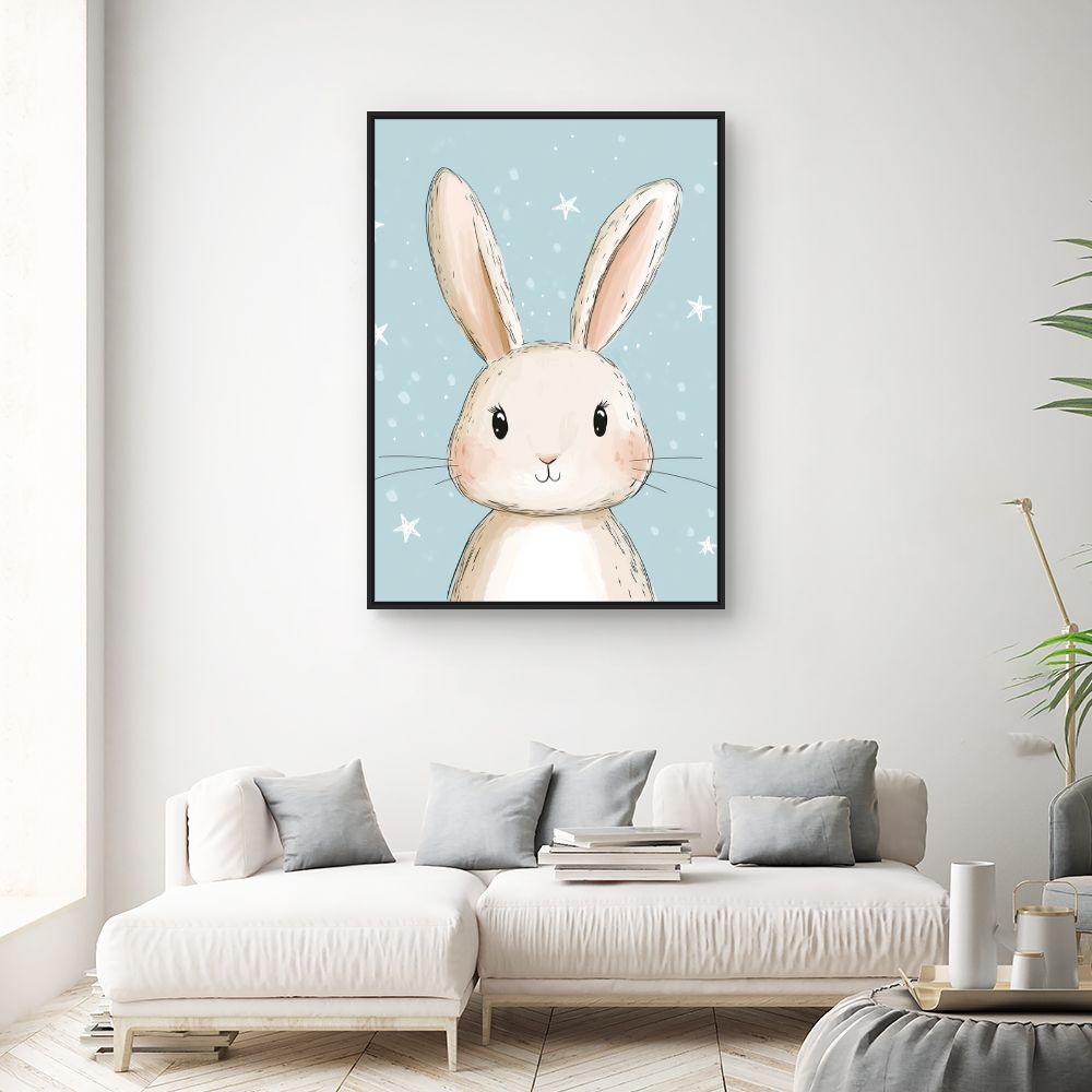 Tableau imprimé pour enfants 'Lapin doux'