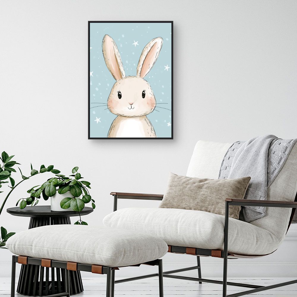 Tableau imprimé pour enfants 'Lapin doux'